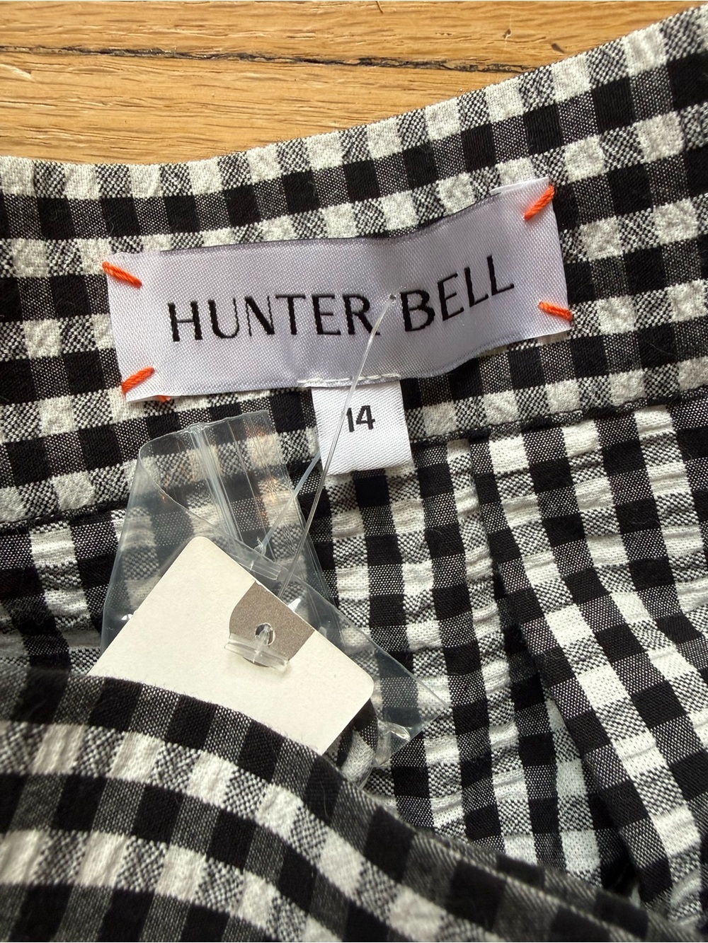 HUNTER BELL EVA Skirt Black and White seersucker Gingham Midi Skirt Size 14 NWT - Picture 2 of 10